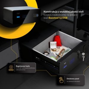 Sejf szufladowy z panelem dotykowym i czytnikiem linii papilarnych 160