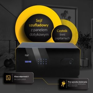 Sejf szufladowy z panelem dotykowym i czytnikiem linii papilarnych 233