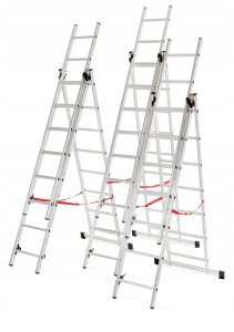 AWTools AWTOOLS DRABINA ALUMINIOWA BASIC 3x10 STOPNI 150kg 12