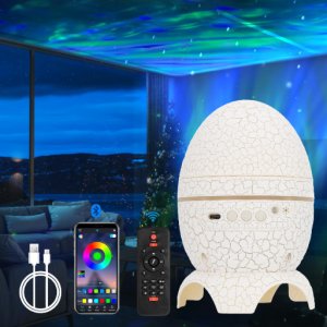 PROJEKTOR GWIAZD LAMPKA NOCNA RZUTNIK LED JAJO DINOZAURA LASEROWY GŁOŚNIK 9