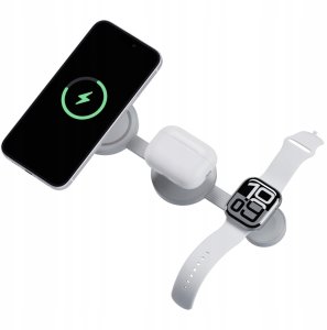Ładowarka indukcyjna Bazic GoMag Trio 2 3w1 15W magnetyczna do iPhone/Watch/AirPods szara 4