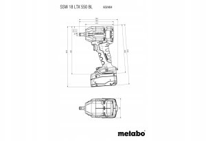 METABO.KLUCZ UDAROWY SSW 18 LTX 550 BL 550Nm 2x5,2Ah METABOX 7