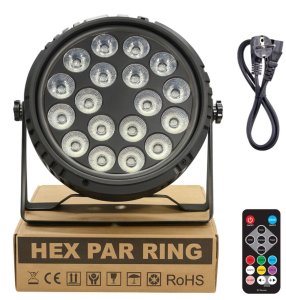 LIGHT4ME HEX PAR RING reflektor sceniczny efekt oświetleniowy DMX 18x6W RGBWA+UV LED+30x0,3W 4