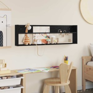 vidaXL Regał na gazety z półką Czarny Dąb 100 x 12 x 30 cm 4