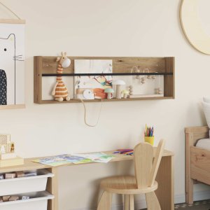 vidaXL Regał na gazety z półką dębową rzemieślniczą 100 x 12 x 30 cm 4