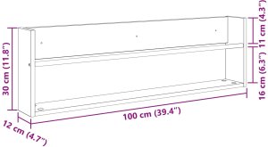 vidaXL Regał na gazety z półką dębową rzemieślniczą 100 x 12 x 30 cm 10