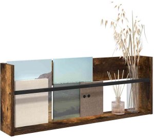 vidaXL Regał na gazety z półką wędzonego dębu 80 x 12 x 30 cm 3