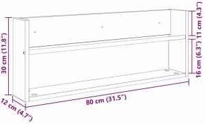 vidaXL Regał na gazety z półką wędzonego dębu 80 x 12 x 30 cm 10