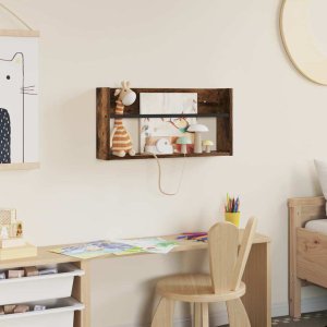 vidaXL Regał na gazety z półką wędzony dąb 60 x 12 x 30 cm 4