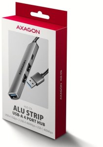 HUB USB Axagon HUE-STA, 4x USB ALU STRIP hub, 1x USB-A 5Gbps, 2x USB-A & 1x USB-C 480Mbps, kabel USB-A 12cm 2