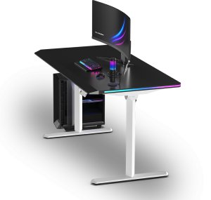Biurko Ultradesk QUEST Czarno-Białe 140 cm x 70 cm Szare nogi 2