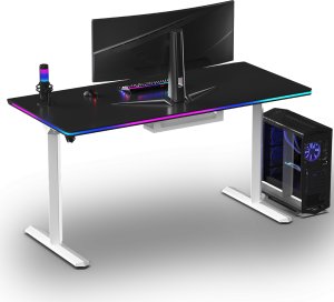 Biurko Ultradesk QUEST Czarno-Białe 140 cm x 70 cm Szare nogi 7