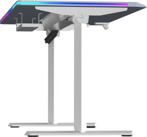 Biurko Ultradesk QUEST Szaro-Białe 140 cm x 70 cm Białe nogi 10