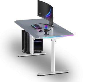 Biurko Ultradesk QUEST Szaro-Białe 140 cm x 70 cm Białe nogi 2