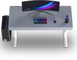Biurko Ultradesk QUEST Szaro-Białe 140 cm x 70 cm Białe nogi 3