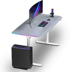 Biurko Ultradesk QUEST Szaro-Białe 140 cm x 70 cm Białe nogi 5