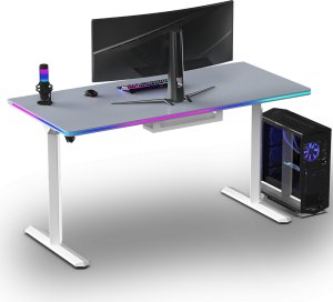 Biurko Ultradesk QUEST Szaro-Białe 140 cm x 70 cm Białe nogi 7