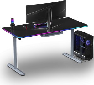 Biurko Ultradesk QUEST Szaro-Czarne 140 cm x 70 cm Szare nogi 7