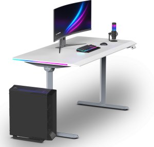 Biurko Ultradesk QUEST Biało-Szare 140 cm x 70 cm Szare nogi 6