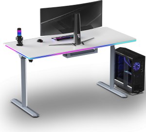 Biurko Ultradesk QUEST Biało-Szare 140 cm x 70 cm Szare nogi 7