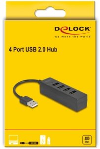 HUB USB Delock huby i koncentratory USB 2.0 Type-A 480 Mbit/s Czarny 2