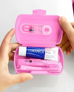 Curaprox TRAVEL SET KIDS RÓŻOWY składana 4