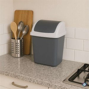 Kosz na śmieci Maul kosz na śmieci 5 l Prostokątny kosz na śmieci z plastiku, polipropylen (PP) ciemnoszary, biały 4