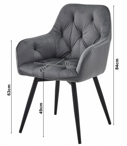 OSKAR Krzesło obrotowe aksamitowe JORK360 ciemnoszary z czarnymi nogami x2 5