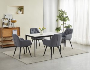 OSKAR Krzesło obrotowe aksamitowe JORK360 ciemnoszary z czarnymi nogami x2 9