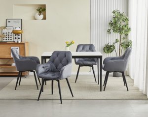 OSKAR Krzesło obrotowe aksamitowe JORK360 ciemnoszary z czarnymi nogami x2 10