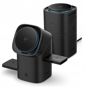 Ładowarka Spigen Essential EF223MS Qi2 Rotary Magnetic - Ładowarka indukcyjna MagSafe 3w1 do iPhone, AirPods i Apple Watch 15W (Black) 2