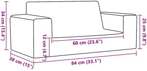 vidaXL 2-os. sofa dla dzieci, antracytowy, miękki plusz 7