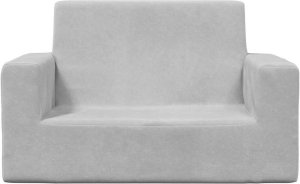 vidaXL 2-os. sofa dla dzieci, jasnoszara, miękki plusz 3