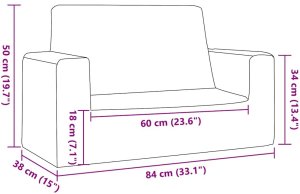 vidaXL 2-os. sofa dla dzieci, jasnoszara, miękki plusz 7