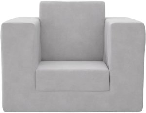 vidaXL Kanapa dla dziecka, rozkładana, jasnoszara, miękki plusz 3