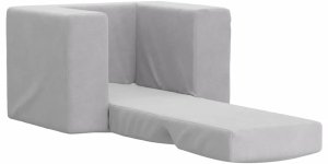 vidaXL Kanapa dla dziecka, rozkładana, jasnoszara, miękki plusz 4