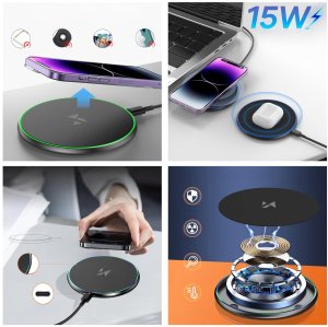 Ładowarka Wozinsky Ładowarka indukcyjna WLI-01Y 15W Qi z kablem USB-C - czarny 2