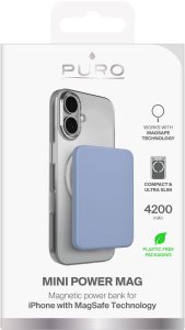 Powerbank Puro Mini Pwer Mag 4200 mAh niebieski - przenośne źródło zasilania PUFCBB40P2MAGBLUE17 (8018417528767) 2