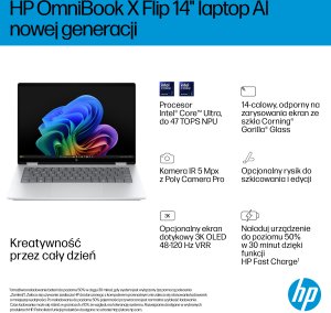 Laptop HP OmniBook X Flip 2-in-1 NG AI 14-fm0002nw - Ultra 5 226V | 14"-3K-OLED-Touch | 16GB | 1TB | Win11Home | Glacier Silver 2