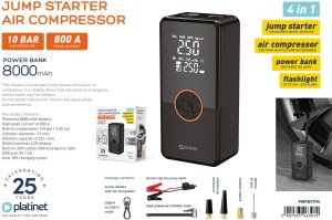 Kompresor samochodowy Platinet PMPBTPM Power Bank 8000mAh 800A car jump starter kompresor 19 mm 22L/min 2