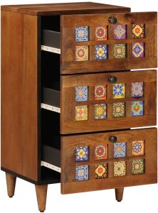 vidaXL Bufet z szufladą orzech włoski 40 x 33,5 x 75 cm Drewno z mango 2