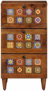 vidaXL Bufet z szufladą orzech włoski 40 x 33,5 x 75 cm Drewno z mango 3