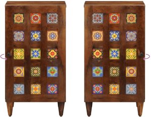 vidaXL Bufet z drzwiami orzech włoski 40 x 33,5 x 75 cm Drewno z mango 10