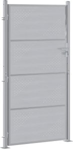 vidaXL Brama ogrodowa Z blokadą Srebrny 96 x 200 cm Stal nierdzewna 4