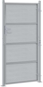 vidaXL Brama ogrodowa Z blokadą Srebrny 96 x 200 cm Stal nierdzewna 6