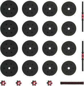vidaXL Zestaw hantli 2 w 1 Czarny i czerwony 121 x 19,5 x 19,5 cm 7