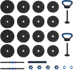 vidaXL Zestaw hantli 4 w 1 Czarny i niebieski 121 x 19,5 x 19,5 cm 9