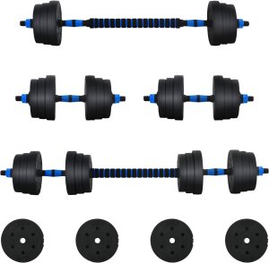 vidaXL Zestaw hantli 2 w 1 Czarny i niebieski 121 x 19,5 x 19,5 cm 2