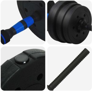 vidaXL Zestaw hantli 2 w 1 Czarny i niebieski 121 x 19,5 x 19,5 cm 8