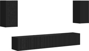 vidaXL Zestaw szafek RTV 3 pcs Czarny Materiał drewnopochodny 2